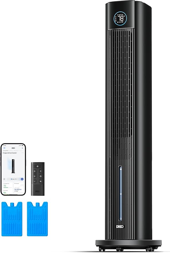 Tower Fan for Bedroom, 43" Cooling Fans That Blow Cold Air 2025 Upgraded, Evaporative Air Cooler, Quiet 85° Oscillating Floor