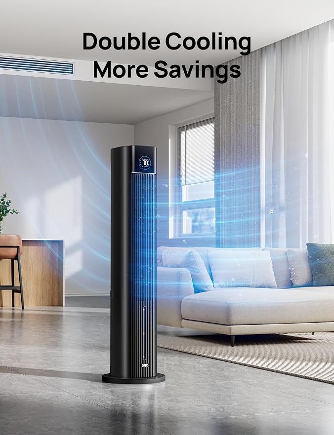 Tower Fan for Bedroom, 43" Cooling Fans That Blow Cold Air 2025 Upgraded, Evaporative Air Cooler, Quiet 85° Oscillating Floor