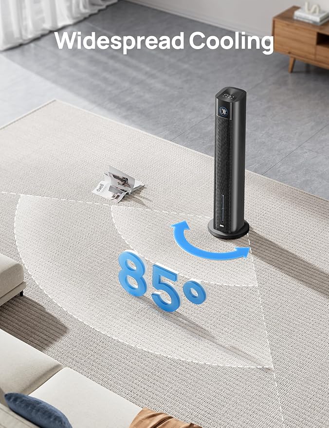 Tower Fan for Bedroom, 43" Cooling Fans That Blow Cold Air 2025 Upgraded, Evaporative Air Cooler, Quiet 85° Oscillating Floor