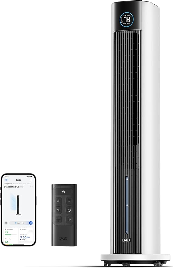 Tower Fan for Bedroom, 43" Cooling Fans That Blow Cold Air 2025 Upgraded, Evaporative Air Cooler, Quiet 85° Oscillating Floor