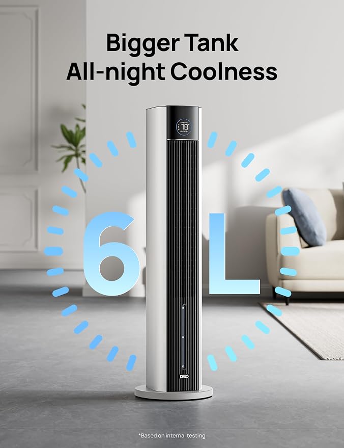 Tower Fan for Bedroom, 43" Cooling Fans That Blow Cold Air 2025 Upgraded, Evaporative Air Cooler, Quiet 85° Oscillating Floor