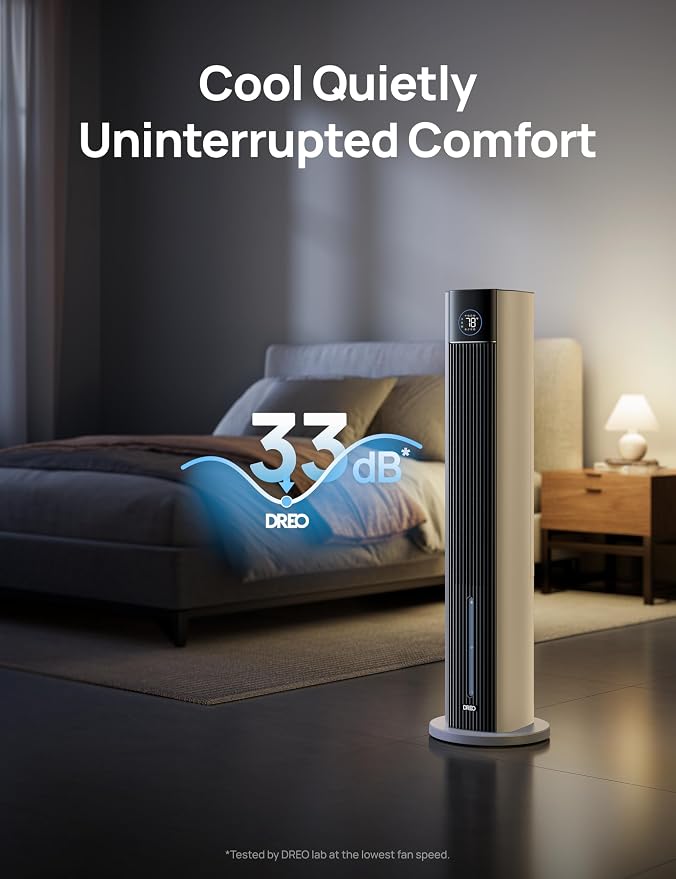 Tower Fan for Bedroom, 43" Cooling Fans That Blow Cold Air 2025 Upgraded, Evaporative Air Cooler, Quiet 85° Oscillating Floor