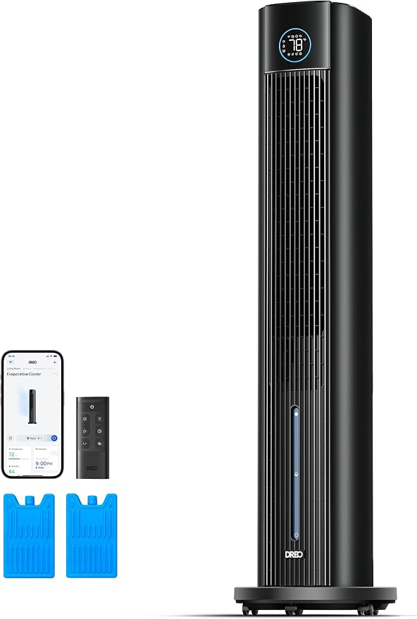 Tower Fan for Bedroom, 43" Cooling Fans That Blow Cold Air 2026 Upgraded, Evaporative Air Cooler, Quiet 80°