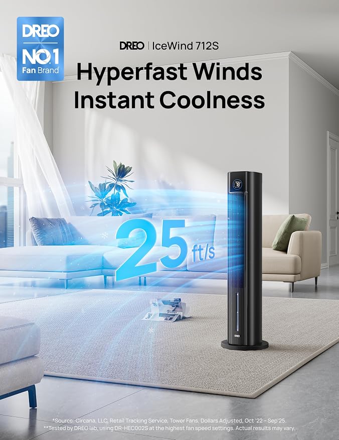 Tower Fan for Bedroom, 43" Cooling Fans That Blow Cold Air 2026 Upgraded, Evaporative Air Cooler, Quiet 80°, alternate view 2