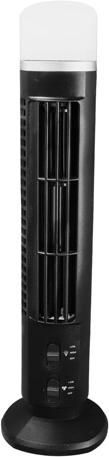 Tower Fan for Bedroom, 90 Degree Oscillating Desktop Tower Cooling Fan, Quiet Standing Fan Portable USB Desk Fan with Light