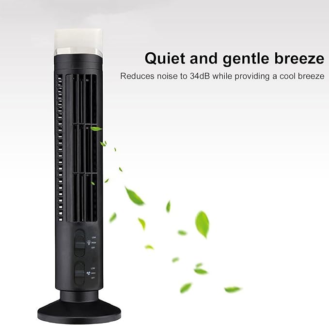 Tower Fan for Bedroom, 90 Degree Oscillating Desktop Tower Cooling Fan, Quiet Standing Fan Portable USB Desk Fan with Light
