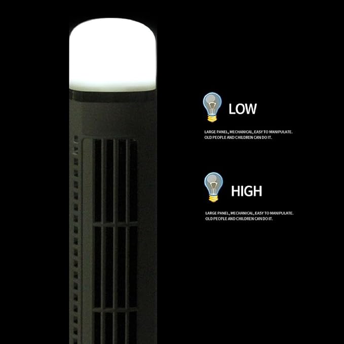 Tower Fan for Bedroom, 90 Degree Oscillating Desktop Tower Cooling Fan, Quiet Standing Fan Portable USB Desk Fan with Light