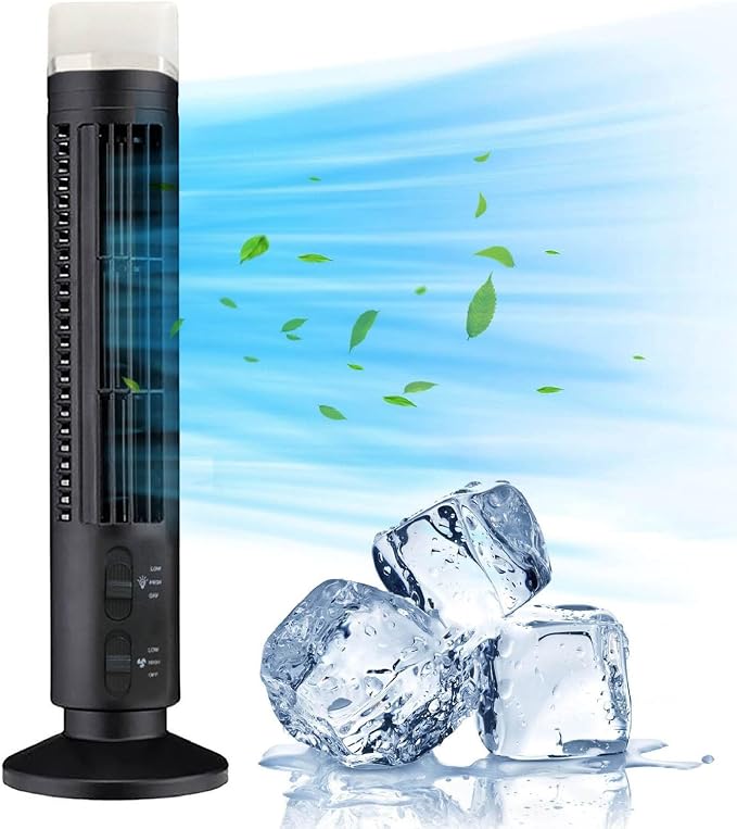 Tower Fan for Bedroom, 90 Degree Oscillating Desktop Tower Cooling Fan, Quiet Standing Fan Portable USB Desk Fan with Light
