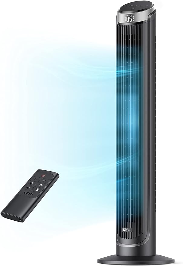 Tower Fan for Bedroom, 90° Oscillating Fans that Blow Cold Air, 5 Speeds, 4 Modes with 26ft/s Velocity, 12H & 28dB Quiet
