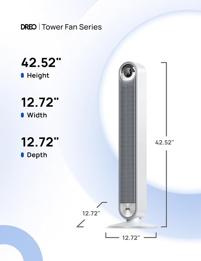 Tower Fan for Bedroom, Upgrated DC 9 Speeds Ultra-Quiet Floor Fan, 90° Oscillating Fans for Indoors with 28ft/s Velocity, 12H