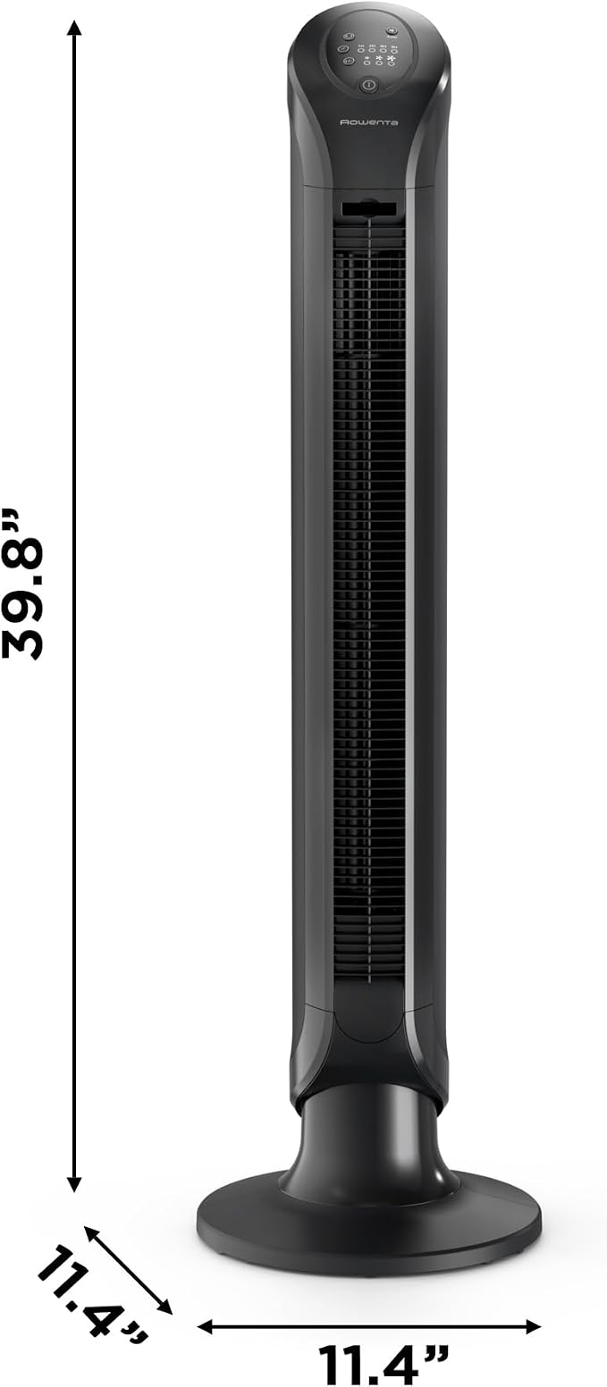 Tower Fan, Fresh 180° Oscillating Fan, Quiet Floor Fan for Bedroom, 3 Speeds, Powerful Cooling 40 Inch Standing Fan, Black