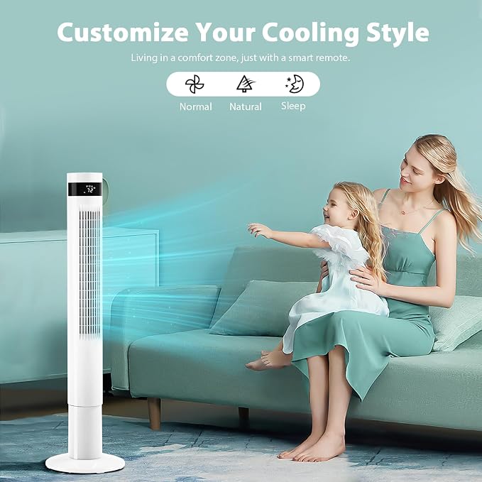 Tower Fan Portable Electric Oscillating Fan Quiet Cooling Remote Control Standing Bladeless Floor Fans 3, alternate product