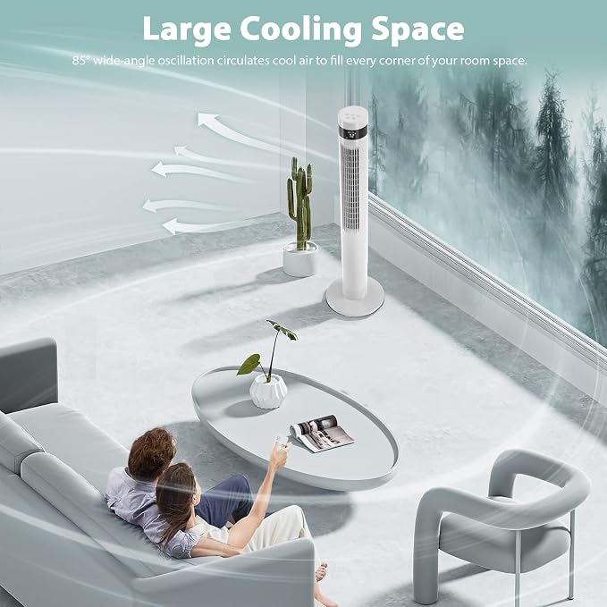 Tower Fan Portable Electric Oscillating Fan Quiet Cooling Remote Control Standing Bladeless Floor Fans 3, alternate product