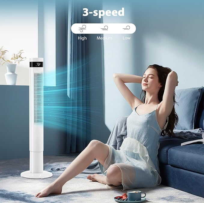 Tower Fan Portable Electric Oscillating Fan Quiet Cooling Remote Control Standing Bladeless Floor Fans 3, alternate product