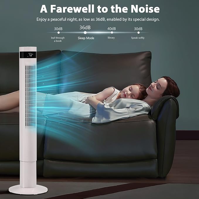 Tower Fan Portable Electric Oscillating Fan Quiet Cooling Remote Control Standing Bladeless Floor Fans 3, alternate product