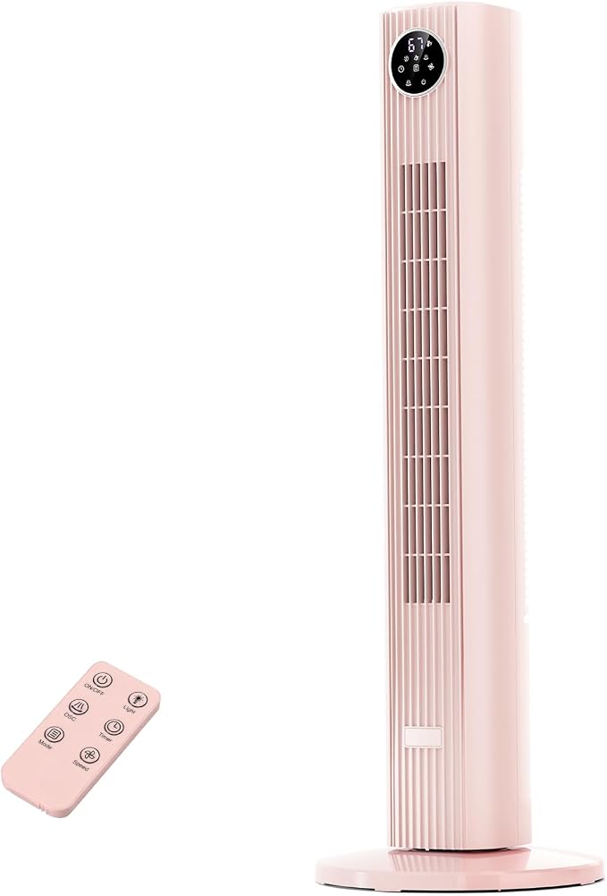 Tower Fan Portable Floor Fans 85°Oscillating Fan Quiet Cooling 12H Timer Remote Control Standing Bladeless