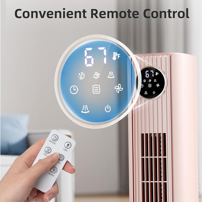 Tower Fan Portable Floor Fans 85°Oscillating Fan Quiet Cooling 12H Timer Remote Control Standing Bladeless, alternate view 2