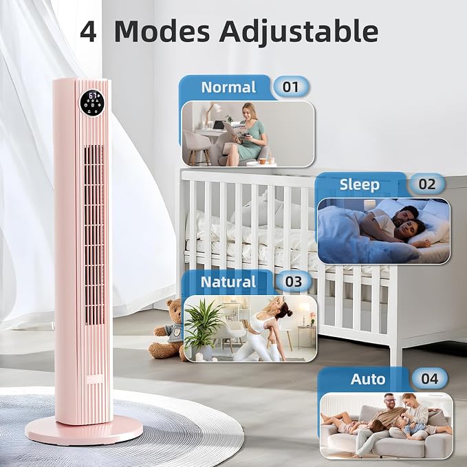 Tower Fan Portable Floor Fans 85°Oscillating Fan Quiet Cooling 12H Timer Remote Control Standing Bladeless, alternate view 4