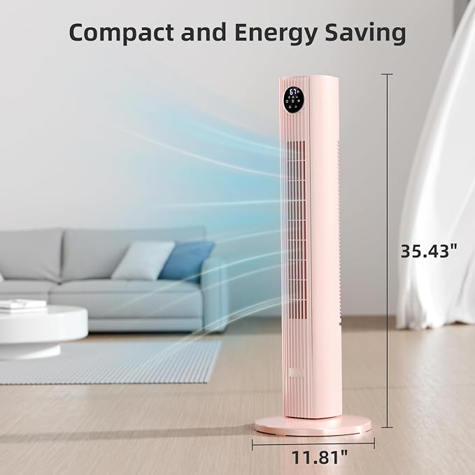 Tower Fan Portable Floor Fans 85°Oscillating Fan Quiet Cooling 12H Timer Remote Control Standing Bladeless, alternate view 5