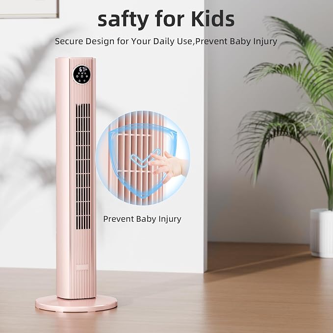 Tower Fan Portable Floor Fans 85°Oscillating Fan Quiet Cooling 12H Timer Remote Control Standing Bladeless, alternate view 6