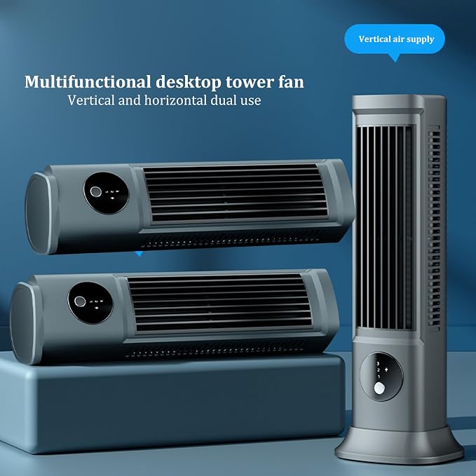 Tower Fan Portable Low-Noise Oscillating Tower Fan with 3 Wind Speeds USB Table Fans for Bedroom Living Room Office Standing