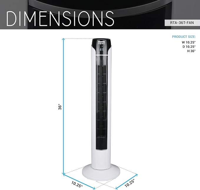Tower Fan with Remote, Standing Fan for Bedroom with 3 Wind Modes and Speeds, LED Display, 15 Hour Sleep Timer, alternate