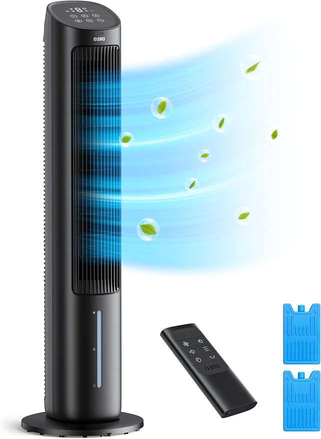 Tower Fans That Blow Cold Air, 40" Evaporative Air Cooler, Cooling Fan for Bedroom with 80° Oscillating, Remote Control