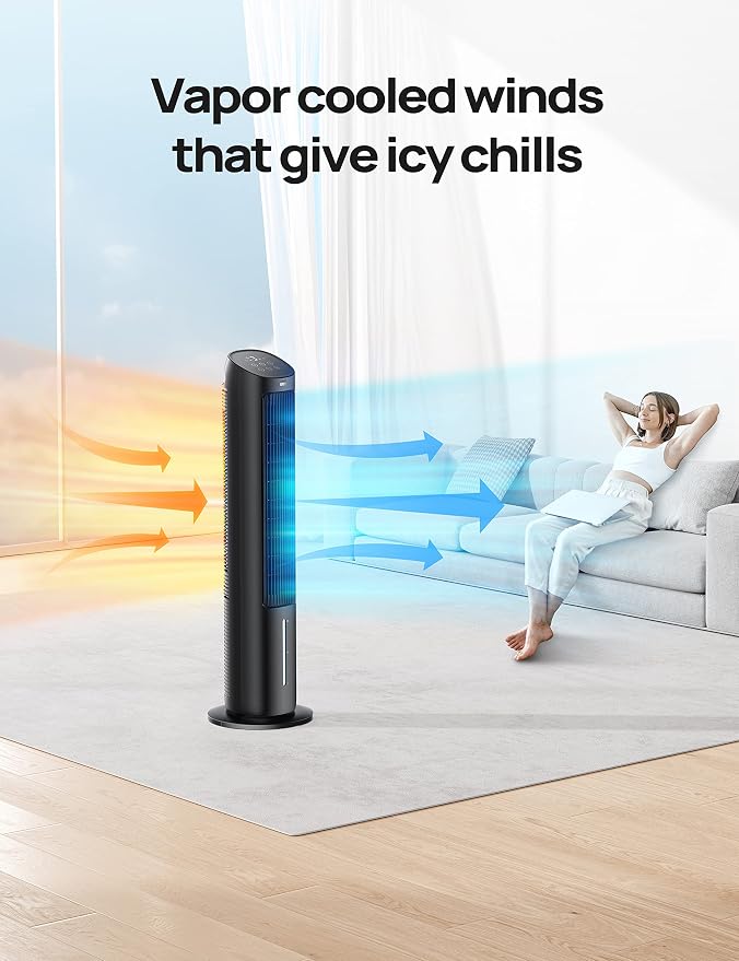 Tower Fans That Blow Cold Air, 40" Evaporative Air Cooler, Cooling Fan for Bedroom with 80° Oscillating, Remote Control