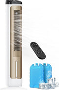 Tower Fans with Ice Packs, 12H Timer, 4 Modes, 3 Speeds, 20FT Remote, 80° Oscillating, 40” Portable Evaporative Air Cooler