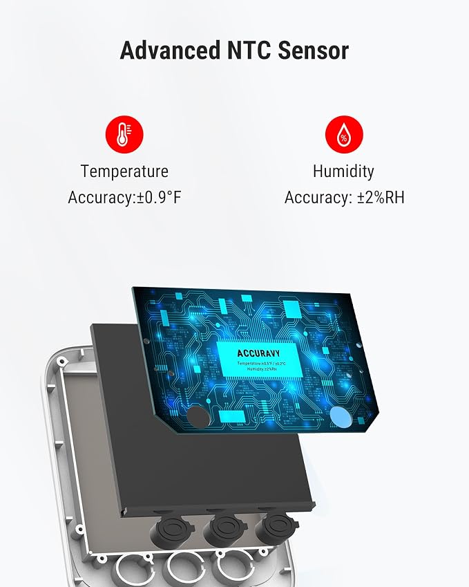 TP359 Bluetooth Hygrometer Thermometer, 260FT Wireless Remote Temperature and Humidity Monitor, with Large Backlit LCD