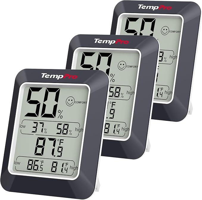 TP50W 3 Pieces Digital Hygrometer Indoor Thermometer Room Thermometer and Humidity Gauge with Temperature Humidity Monitor
