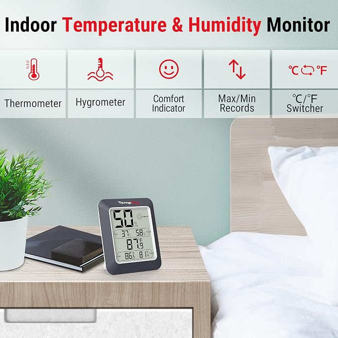 TP50W 3 Pieces Digital Hygrometer Indoor Thermometer Room Thermometer and Humidity Gauge with Temperature Humidity Monitor