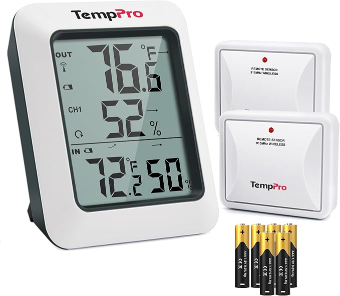 TP60-2 Digital Hygrometer Indoor Outdoor Thermometer Wireless Temperature and Humidity Gauge Monitor Room