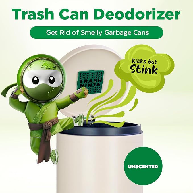 Trash Ninja Trash Can Deodorizer and Odor Eliminator (2 Pack) for Indoor Trash Cans Up to 10 Gallons, Made with Natural