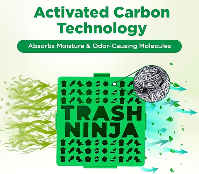 Trash Ninja Trash Can Deodorizer and Odor Eliminator (2 Pack) for Indoor Trash Cans Up to 10 Gallons, Made with Natural