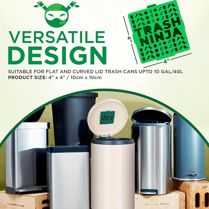 Trash Ninja Trash Can Deodorizer and Odor Eliminator (2 Pack) for Indoor Trash Cans Up to 10 Gallons, Made with Natural