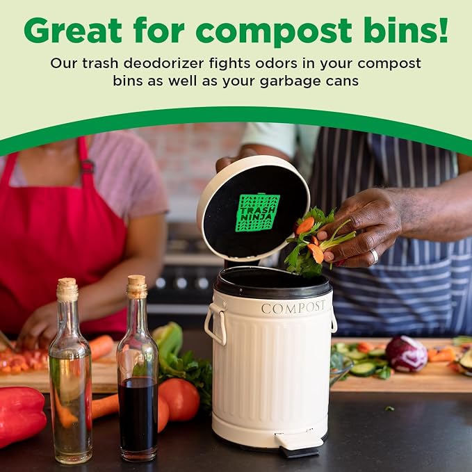 Trash Ninja Trash Can Deodorizer and Odor Eliminator (2 Pack) for Indoor Trash Cans Up to 10 Gallons, Made with Natural