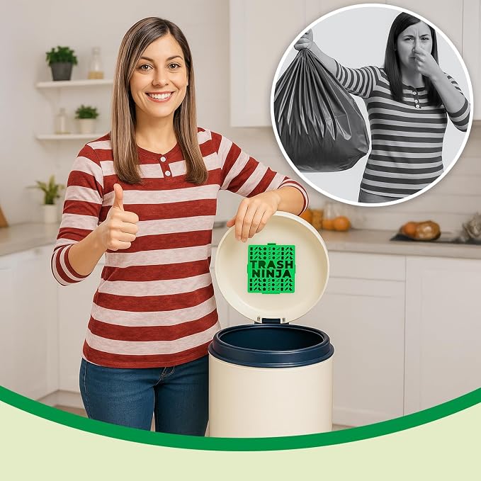 Trash Ninja Trash Can Deodorizer and Odor Eliminator (2 Pack) for Indoor Trash Cans Up to 10 Gallons, Made with Natural