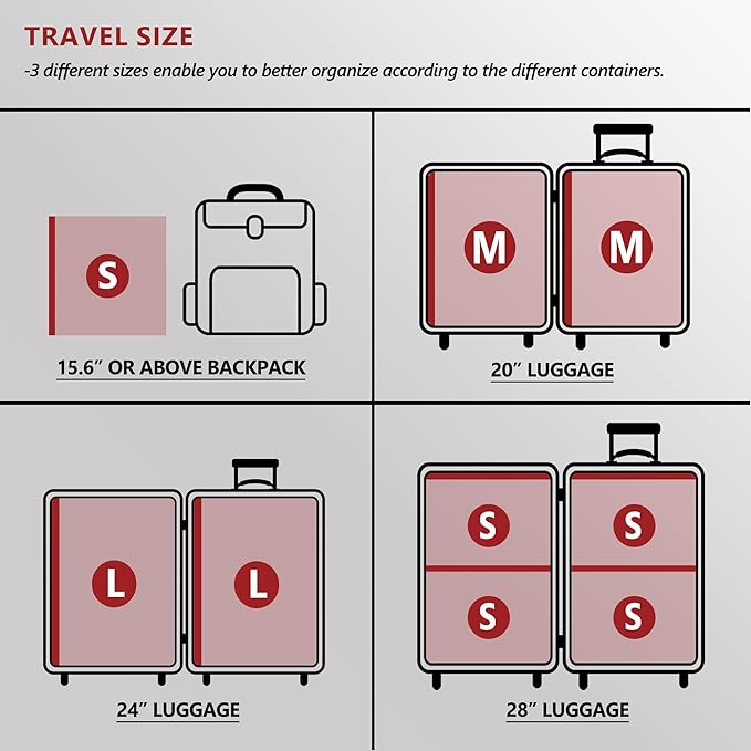 Travel Vacuum Bags for Clothing with Rechargeable Electric Pump, Compression Packing Cubes Organizer Storage for Luggage