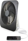 10-Inch Portable Desk Battery Fan, Powered by Battery and/or AC Adapter - Air Circulating with 2 Cooling Speeds, With