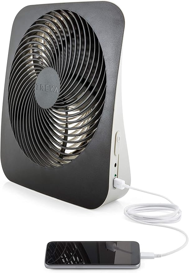 10-Inch Portable Desk Battery Fan, Powered by Battery and/or AC Adapter - Air Circulating with 2 Cooling Speeds, With