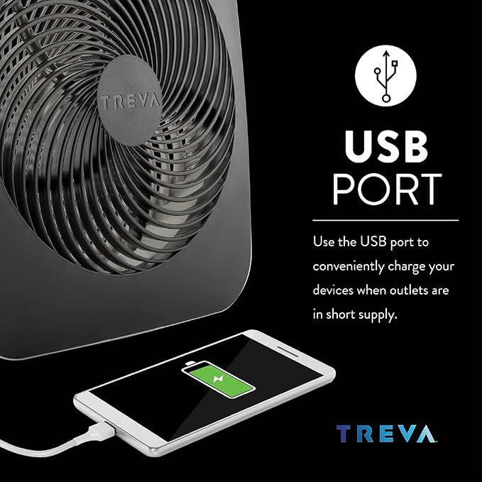 10-Inch Portable Desk Battery Fan, Powered by Battery and/or AC Adapter - Air Circulating with 2 Cooling Speeds, With