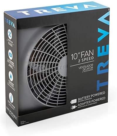 10-Inch Portable Desktop Air Circulation Battery Fan, 2 Speed, Compact Folding & Tilt Design, with AC Adapter