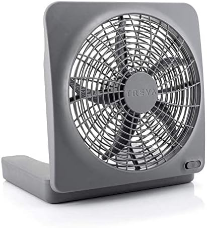 10-Inch Portable Desktop Air Circulation Battery Fan, 2 Speed, Compact Folding & Tilt Design, with AC Adapter