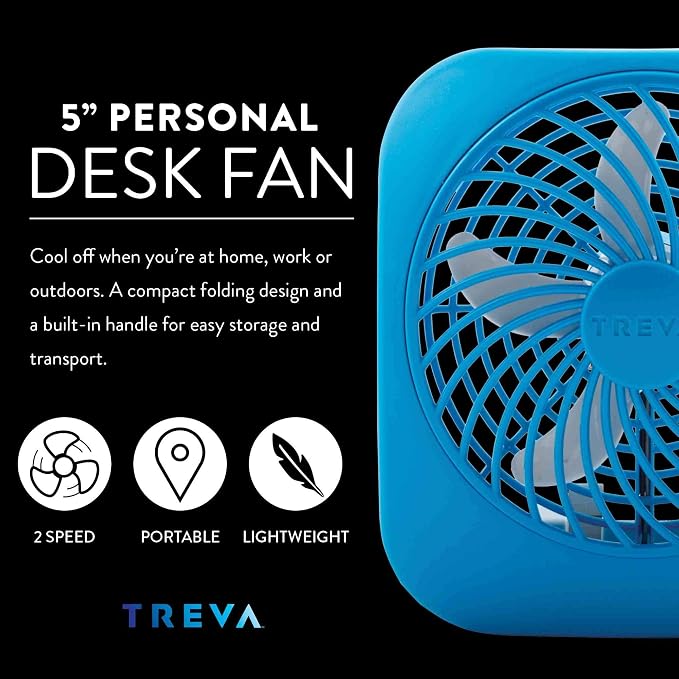 5 Inch Battery Powered Fan Portable Desk Fan 2 Cooling Speeds with Compact Folding & Tilt Design Cubicle, alternate