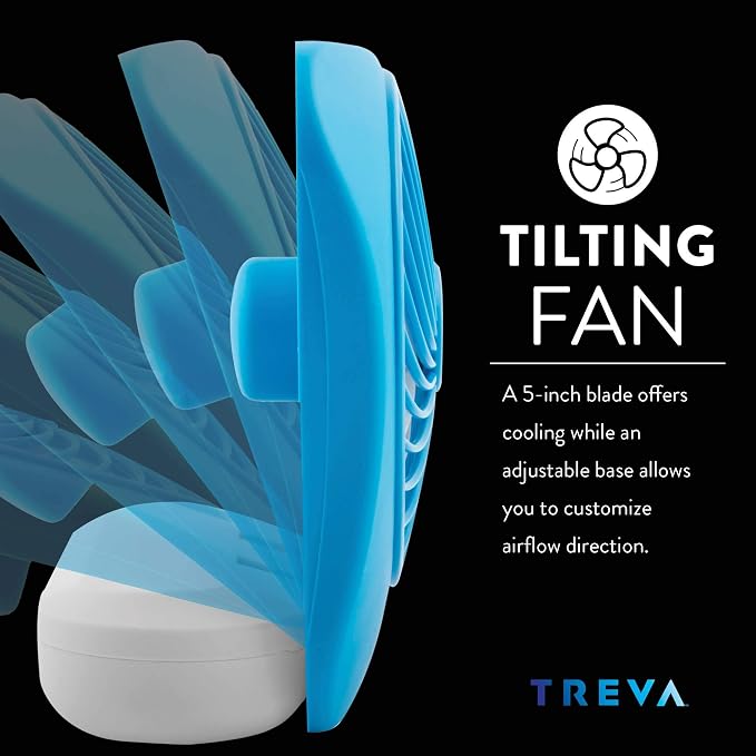 5 Inch Battery Powered Fan Portable Desk Fan 2 Cooling Speeds with Compact Folding & Tilt Design Cubicle, alternate