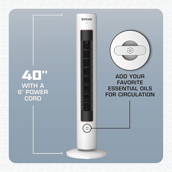 Triple Action Indoor Tower Fan, 40 Inch Air Enhancing Electric Cooling Fan with Aromatherapy Diffuser and Remote Control