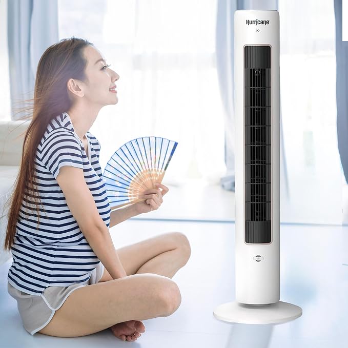 Triple Action Indoor Tower Fan, 40 Inch Air Enhancing Electric Cooling Fan with Aromatherapy Diffuser and Remote Control
