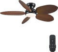 Tropical Ceiling Fans with Lights and Remote/APP Control, 45 Inch Low Profile Flush Mount Ceiling Fans, Palm Leaf Ceiling Fan