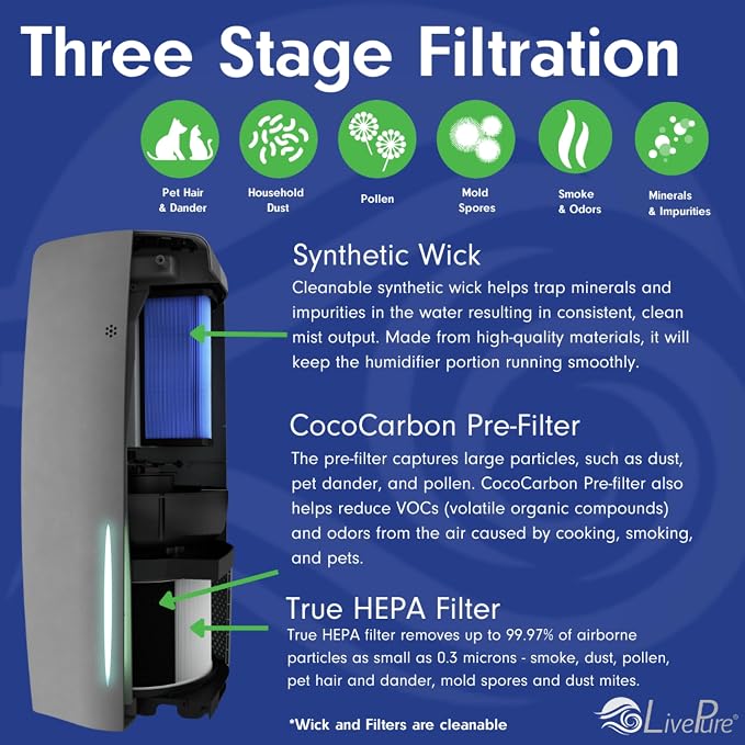 True HEPA Air Purifier & Humidifier, Sage, alternate product view 2
